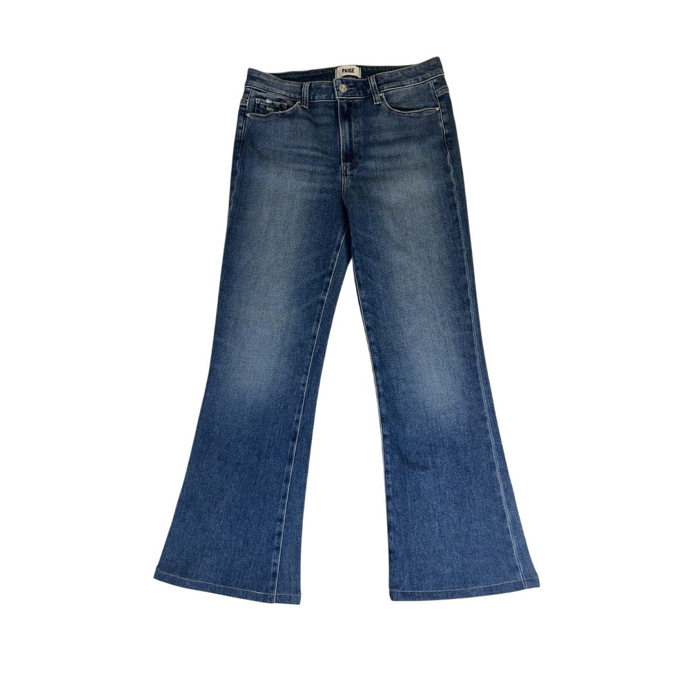 PAIGE High Rise Laurel Canyon Flare Jeans Bookshelf‎ Blue Stretch Denim Size 30